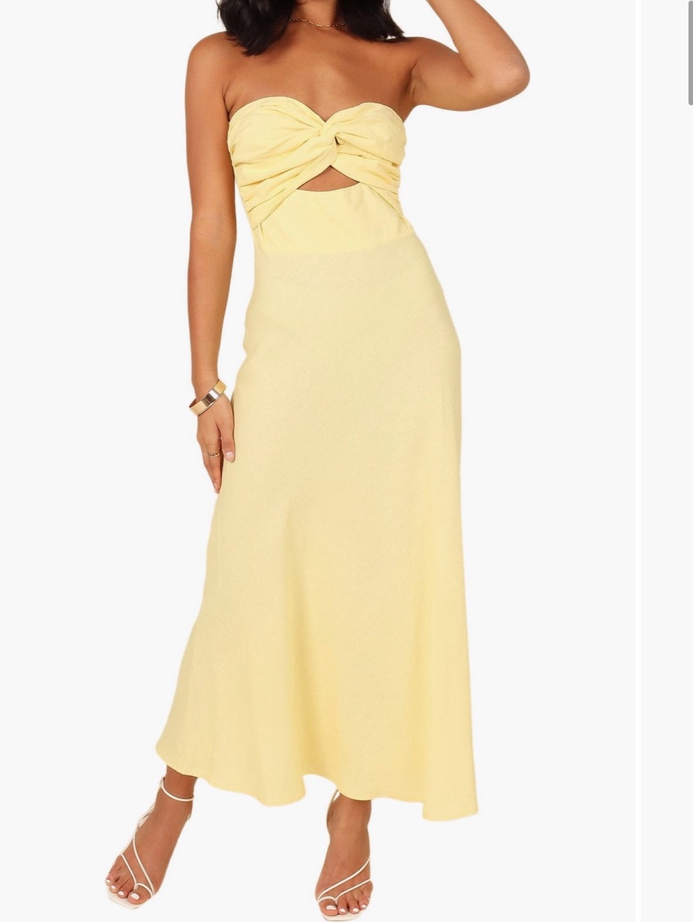 Petal & Pup Rosetta Cutout Cotton & Linen Strapless Dress